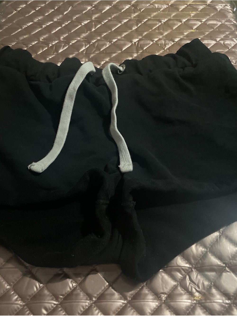 Kids Black Drawstring Cotton Shorts